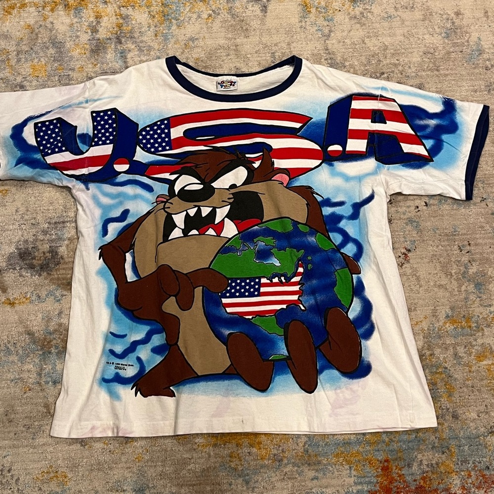 1995 usa earth taz aop tshirt ringer